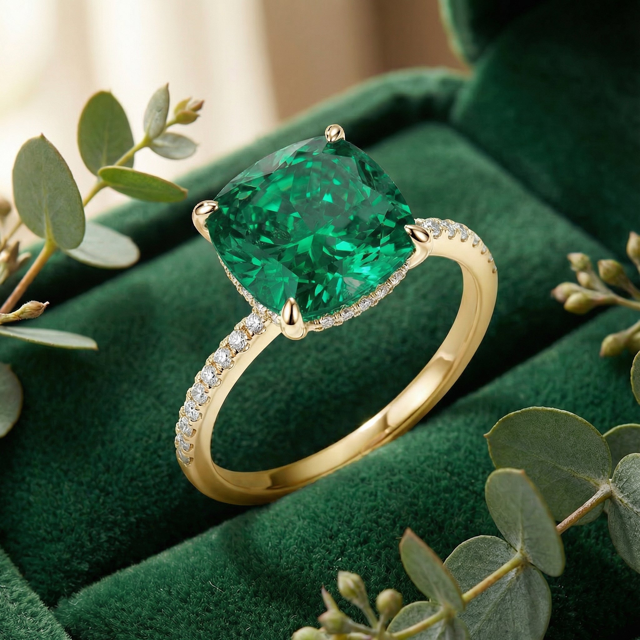 the-serenada-cushion-s925-sterling-silver in gold finish