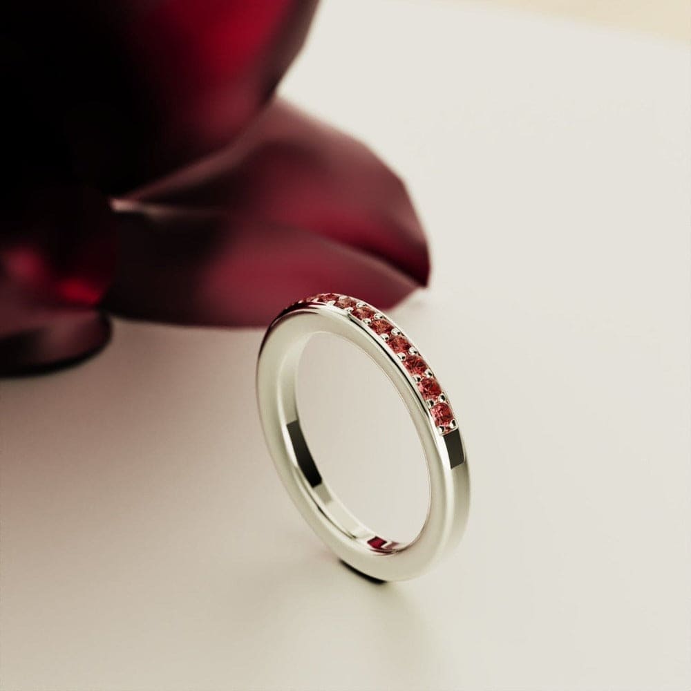 The Promise: Eternity Red Garnet Ring - S925 Sterling Silver