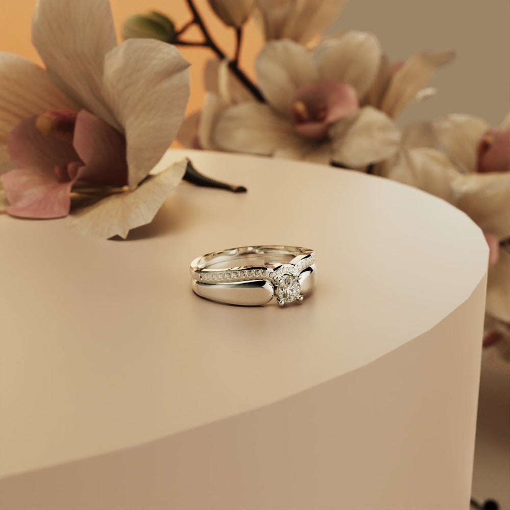 Königliche Ausstrahlung: Tiara 2-teiliger Ring - S925 Sterling Silber