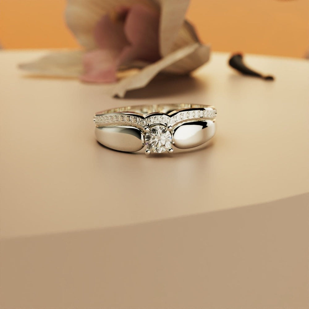 Königliche Ausstrahlung: Tiara 2-teiliger Ring - S925 Sterling Silber