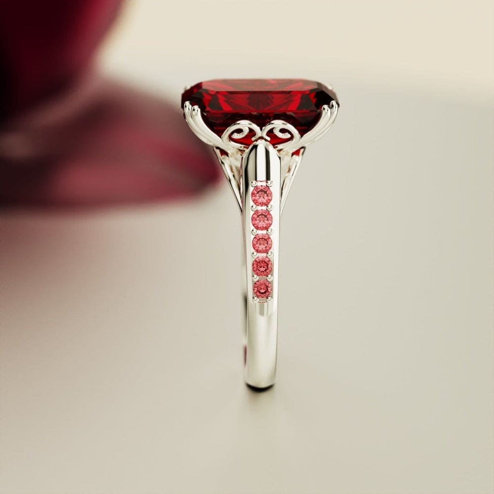 Red Dream: Smaragdschliff-Granat-Ring - S925 Sterling Silber