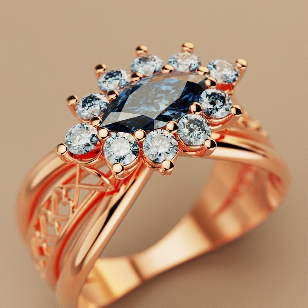 Markies Briljant: Ring met Edelsteencluster - 18K Roségoud Vermeil