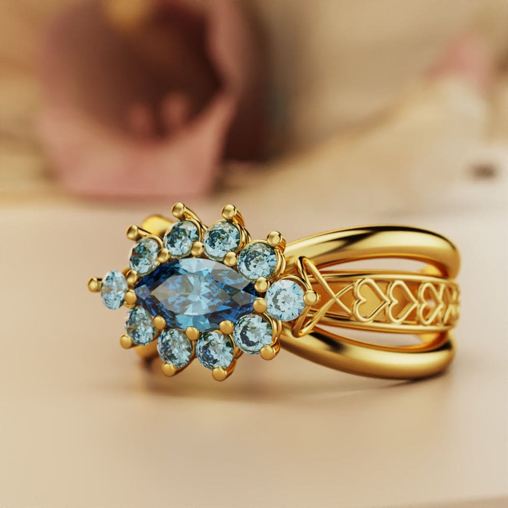Marquise Brilliance: Gem Cluster Ring - 18K Gold Vermeil