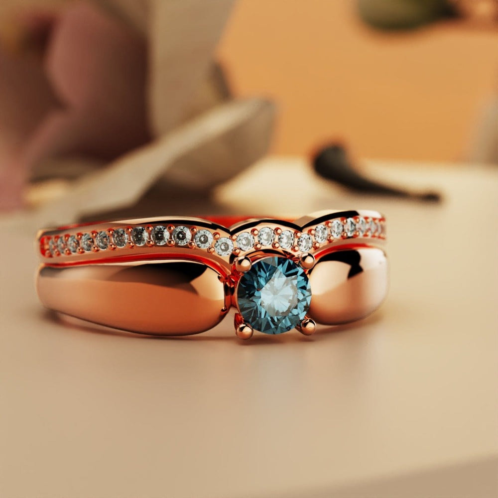 Regal Radiance: Tiara 2-Piece Ring - 18K Rose Gold Vermeil