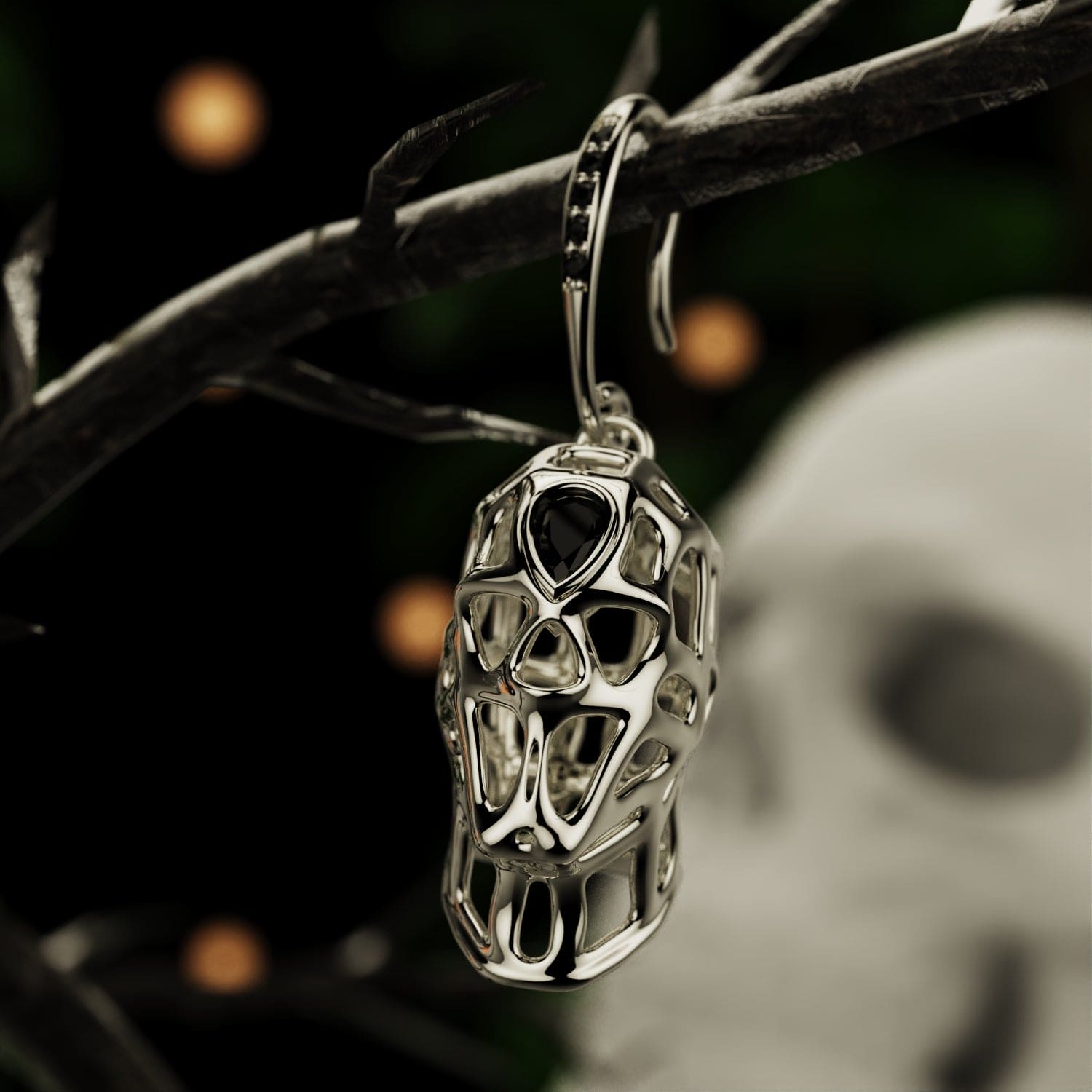 Nocturnal Purity – Ethical Diamonds Totenkopf-Halloween-Ohrringe – 1 Paar