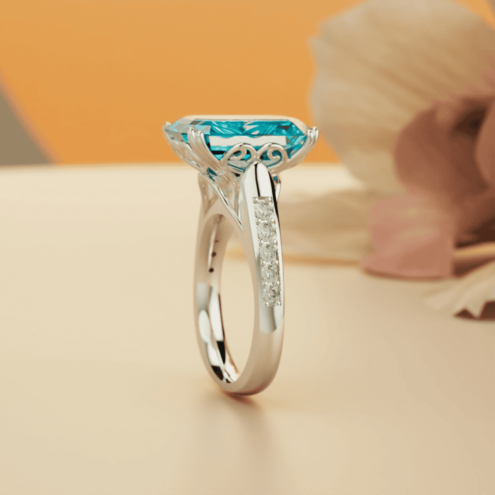 Aqua Dream: Aquamarinring im Smaragdschliff – S925 Sterling Silber