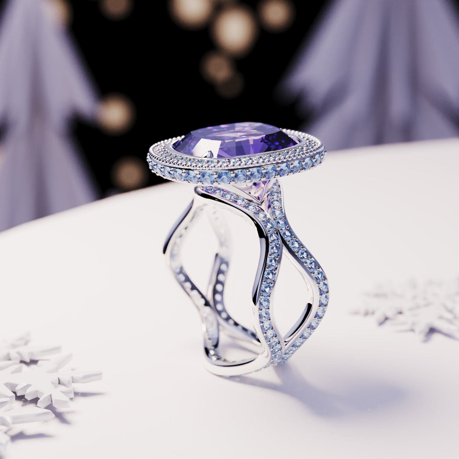 Amethyst Essence: Ethischer Amethystring im Opalschliff – S925 Sterling Silber
