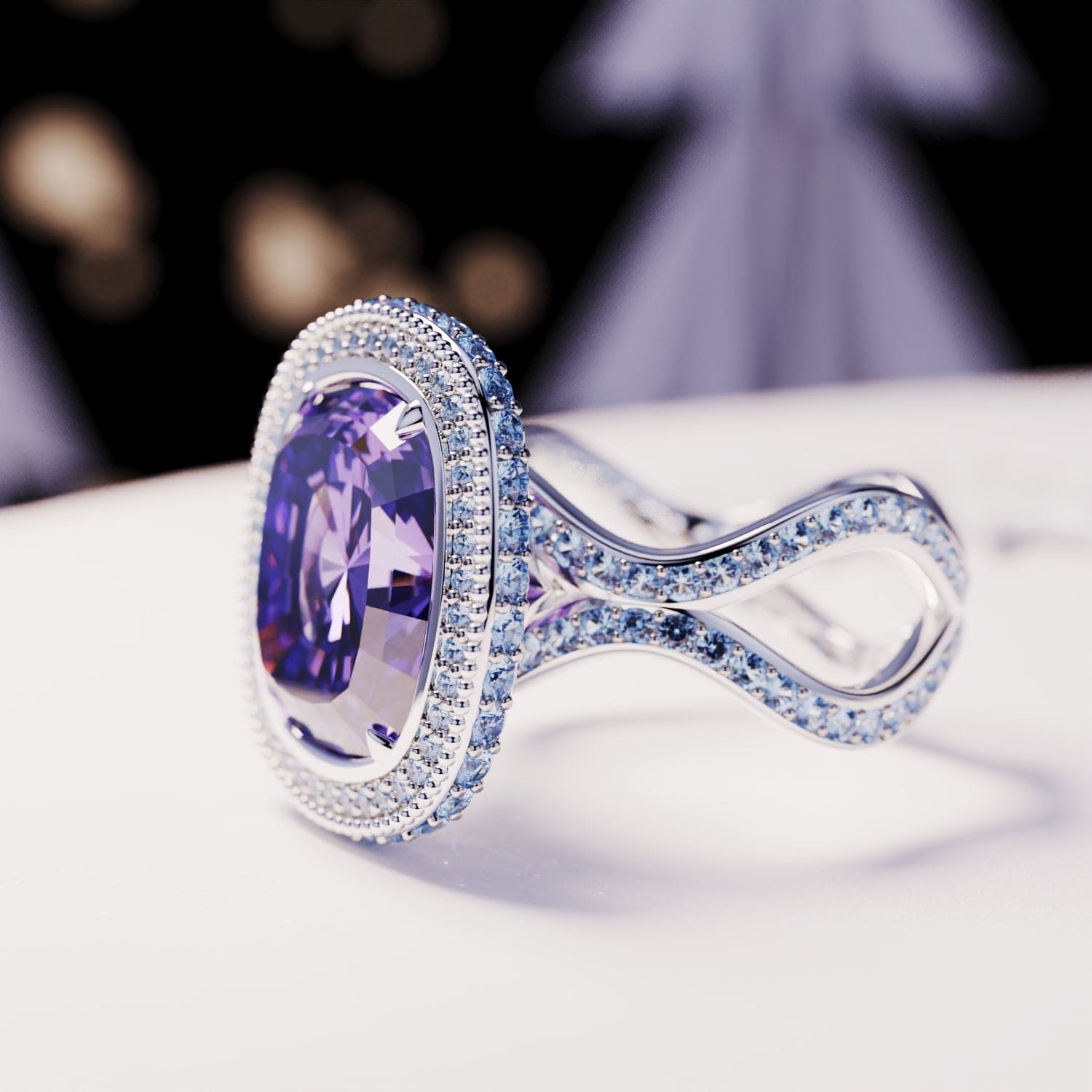 Amethyst Essence: Ethischer Amethystring im Opalschliff – S925 Sterling Silber