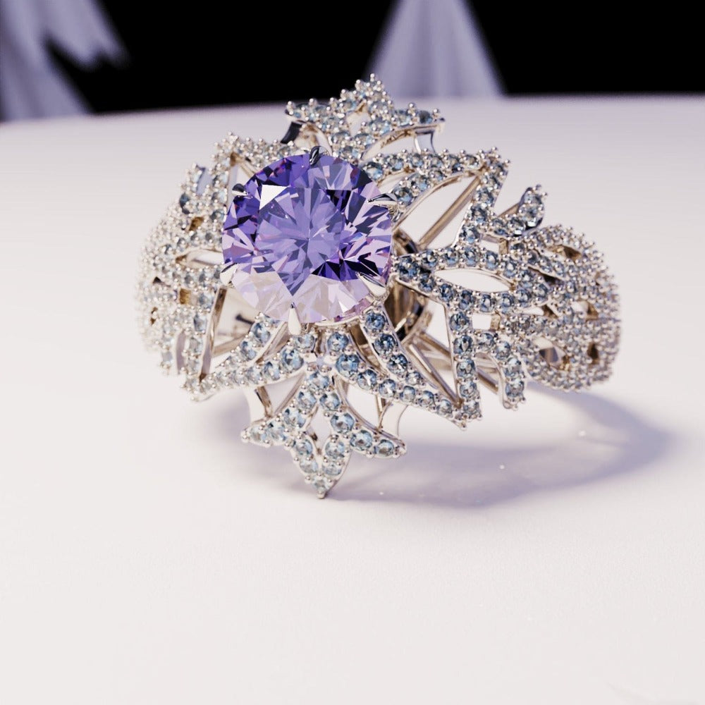 Amethyst Essence: Amethystring im Rundschliff – S925 Sterling Silber