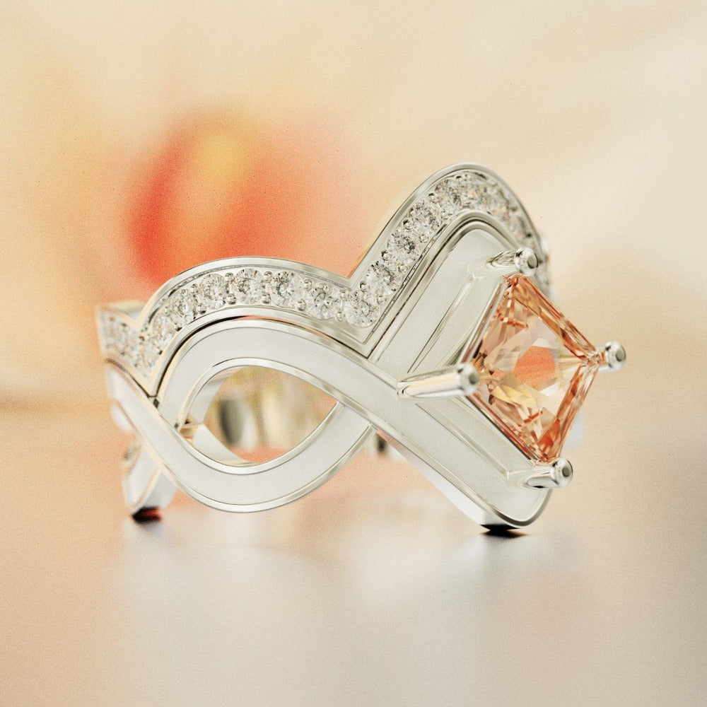 The Snow Wave: Feuerherz 2-teiliger Ring-Set – S925 Sterling Silber