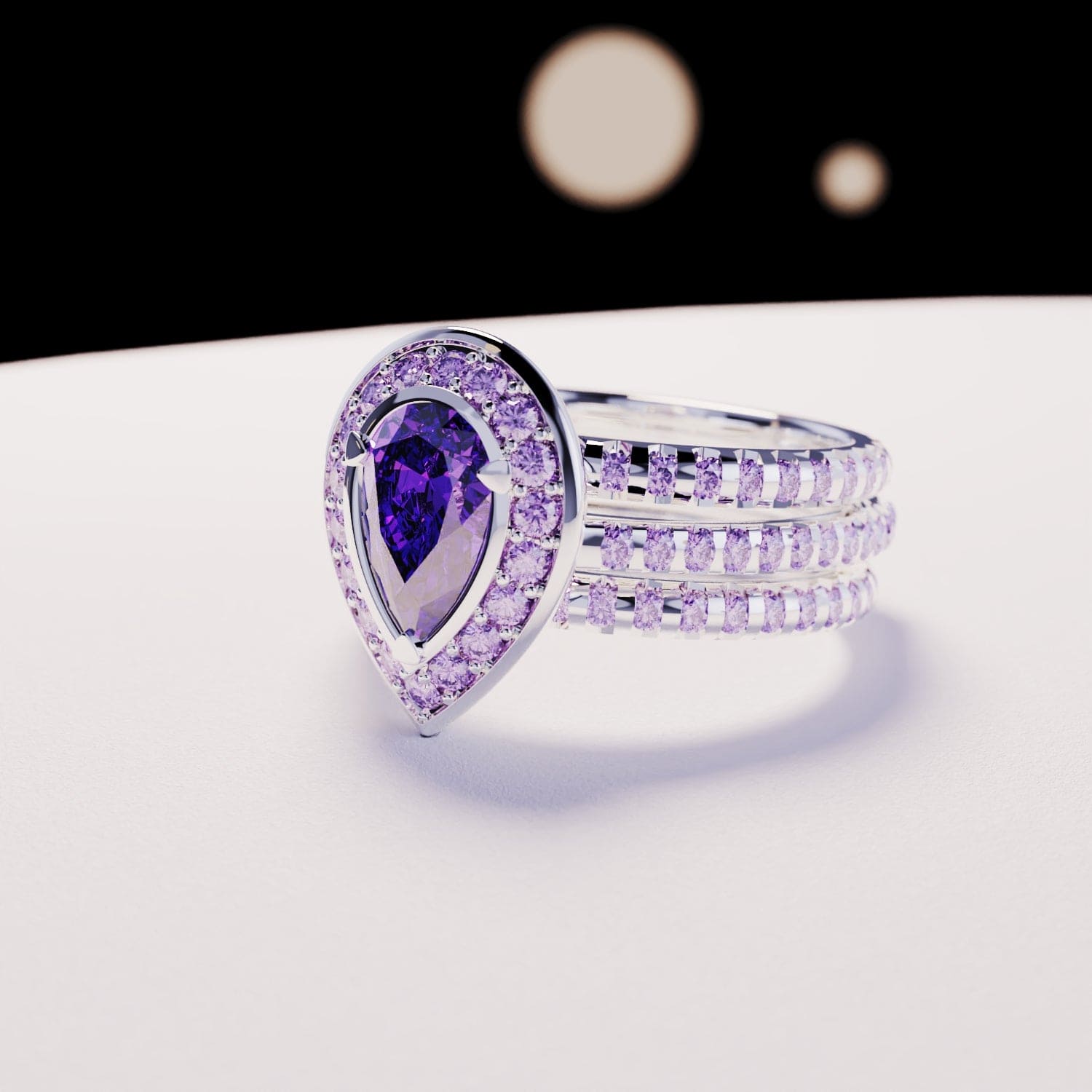Violet Tear: Amethystring im Tropfenschliff – S925 Sterling Silber