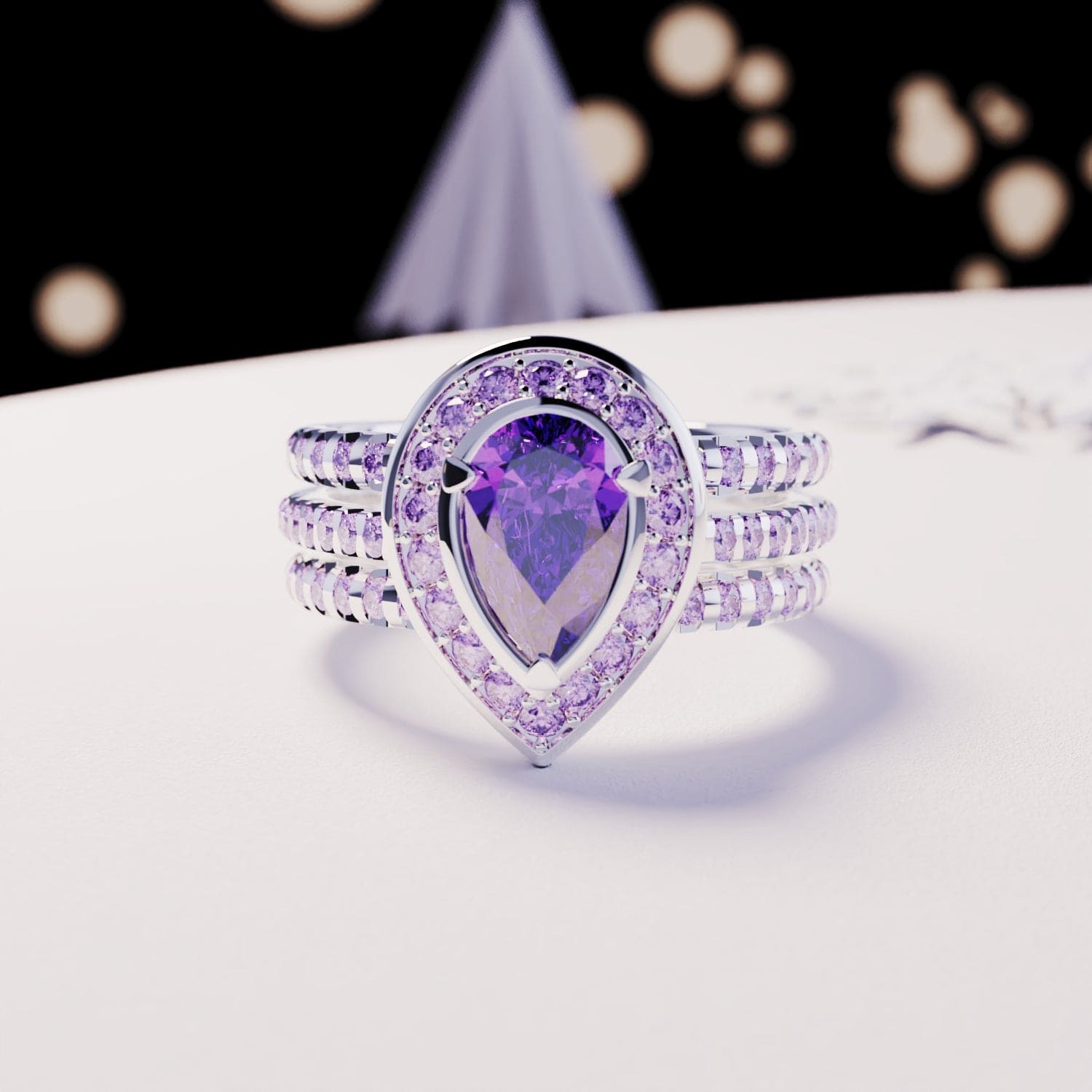 Violet Tear: Amethystring im Tropfenschliff – S925 Sterling Silber