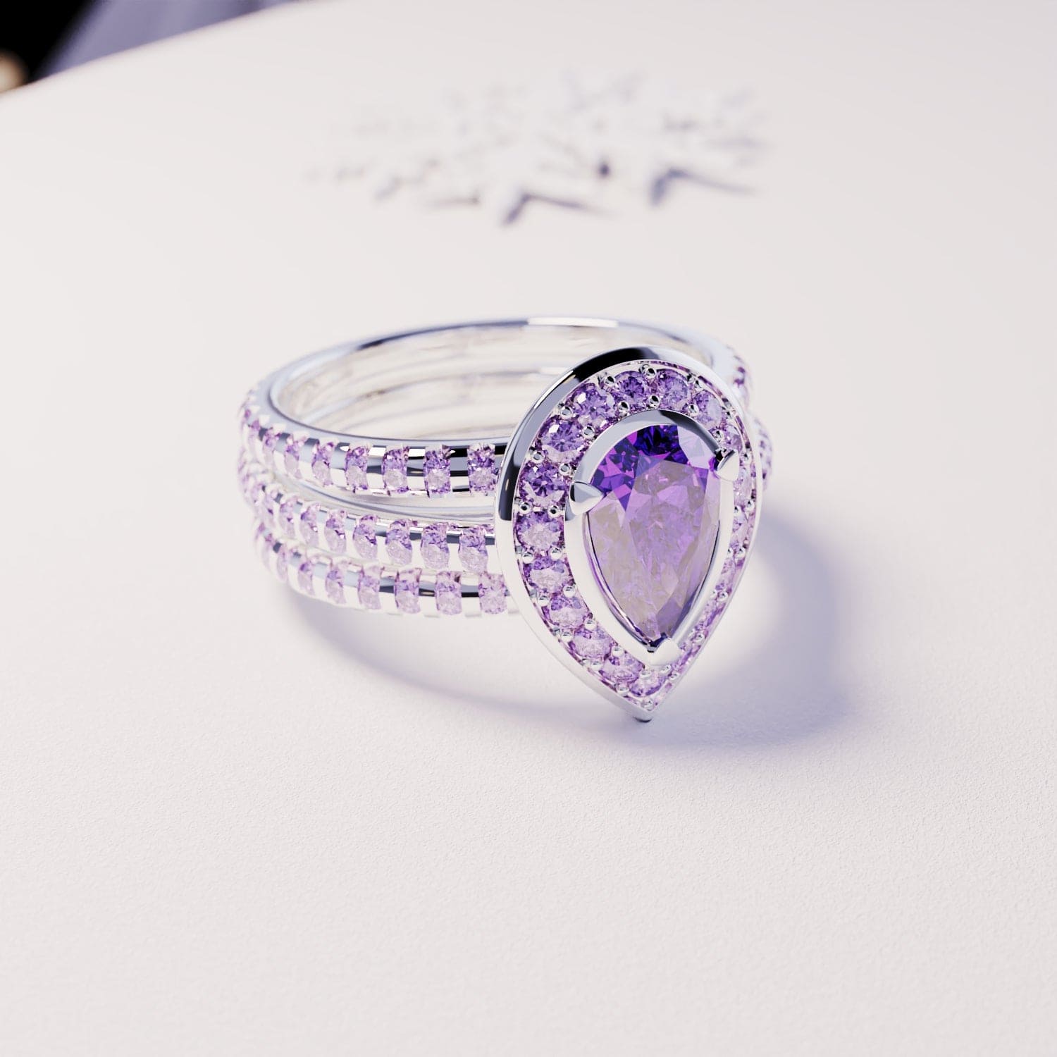 Violet Tear: Amethystring im Tropfenschliff – S925 Sterling Silber