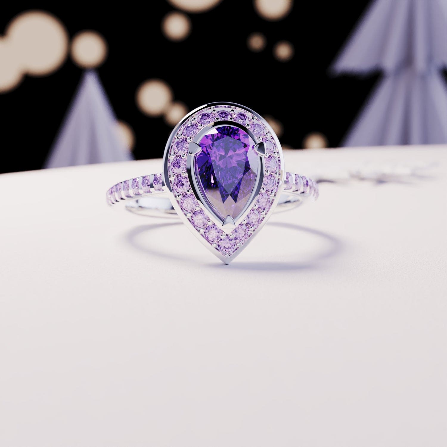 Violet Tear: Amethystring im Tropfenschliff – S925 Sterling Silber