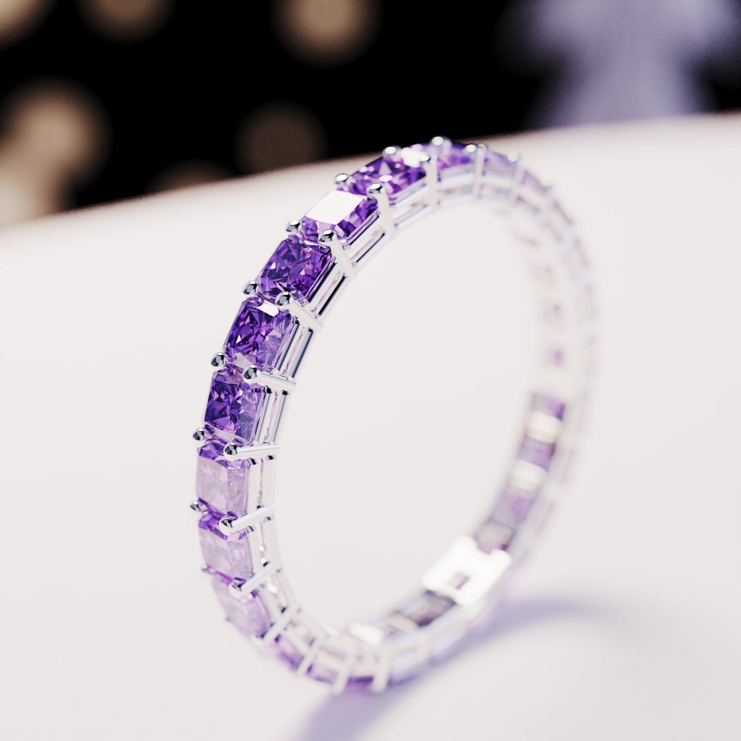 Die Ewigkeit: Amethyst-Kanalring – S925 Sterling Silber