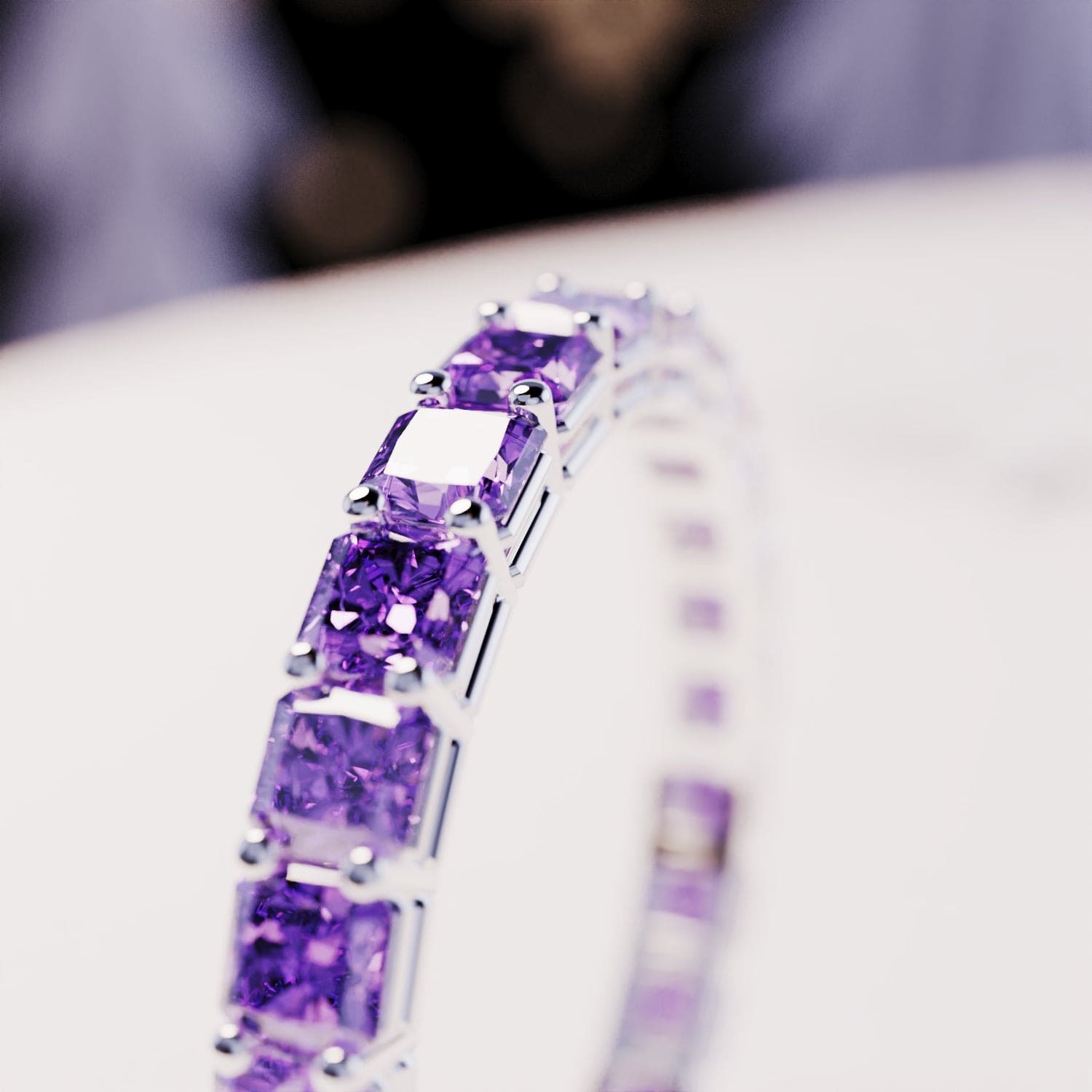 Die Ewigkeit: Amethyst-Kanalring – S925 Sterling Silber