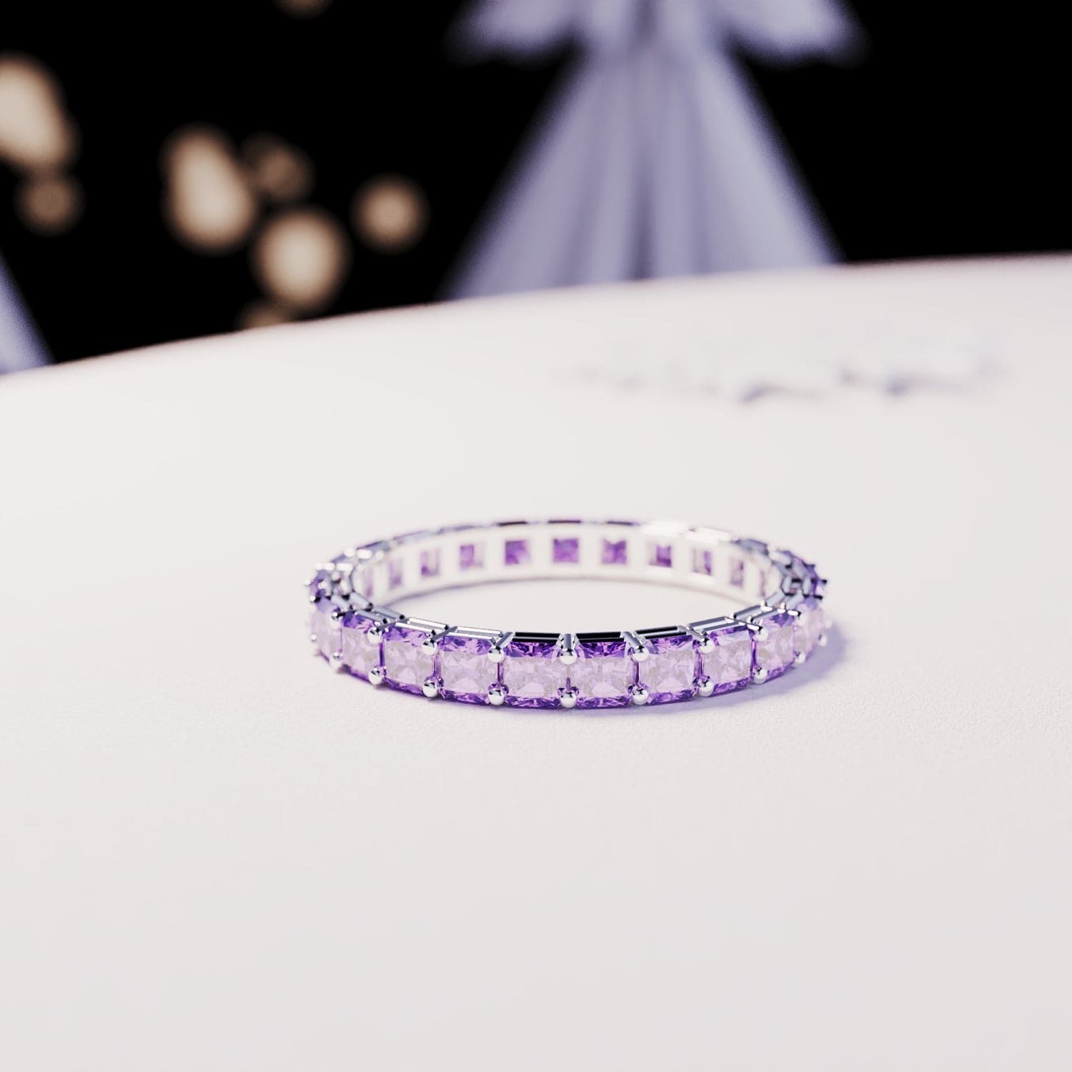 Die Ewigkeit: Amethyst-Kanalring – S925 Sterling Silber