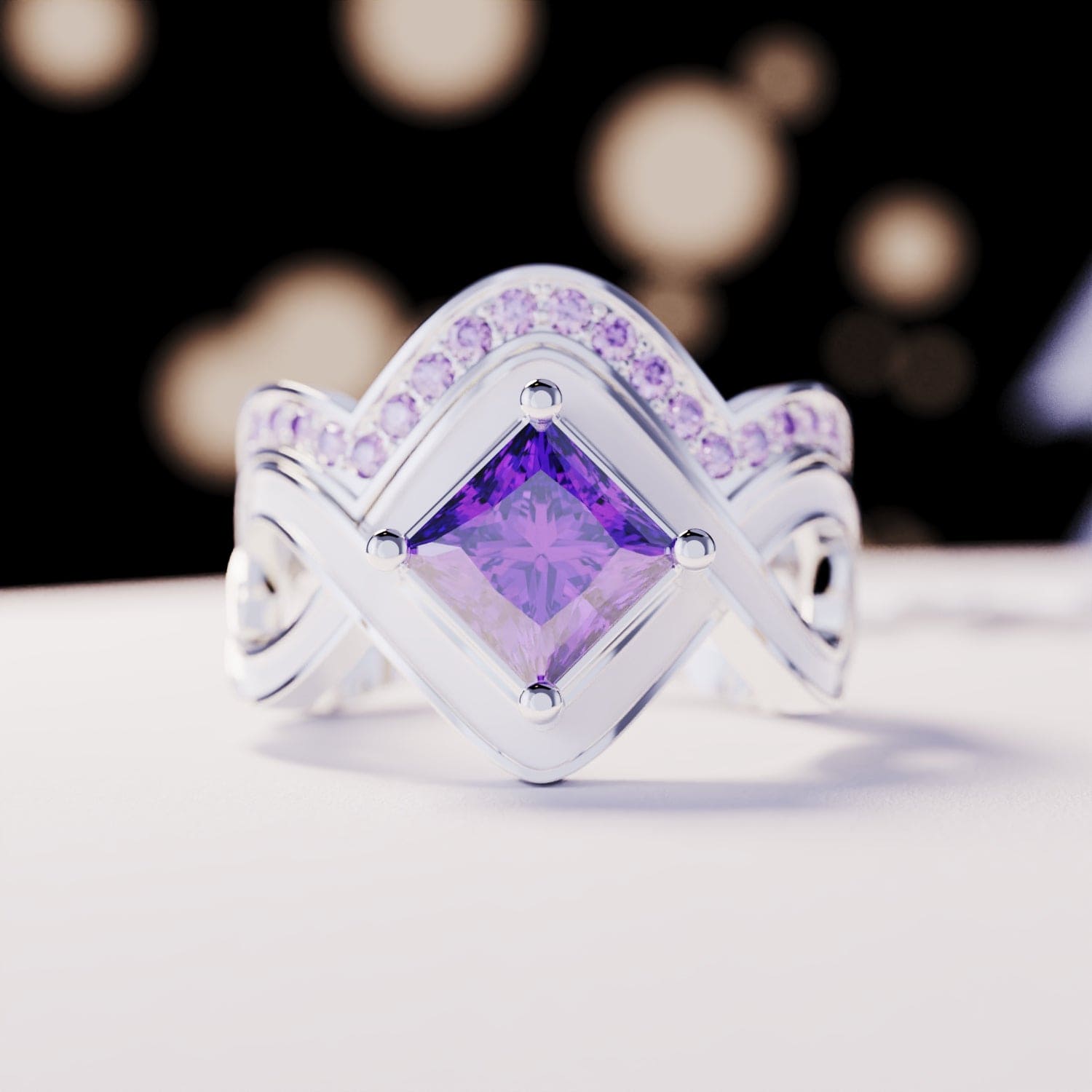 Schneewelle: 2-teiliger Ring-Set – S925 Sterling Silber