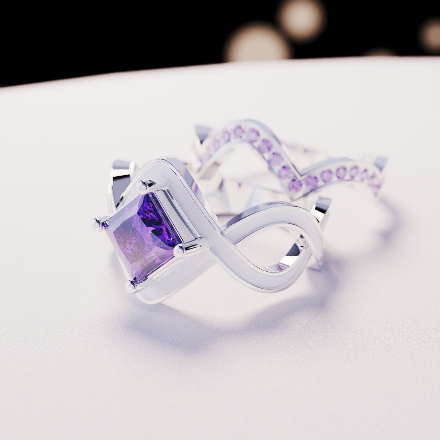 Schneewelle: 2-teiliger Ring-Set – S925 Sterling Silber