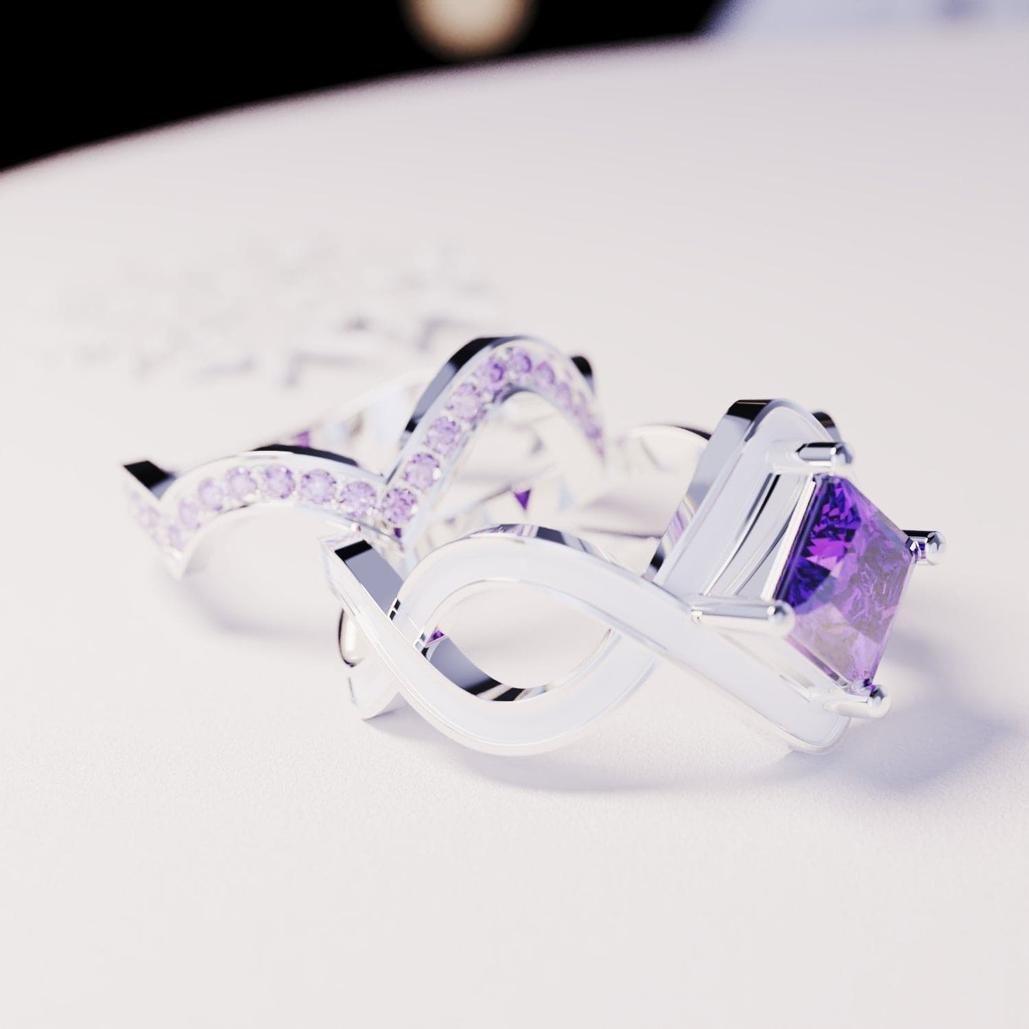 Schneewelle: 2-teiliger Ring-Set – S925 Sterling Silber