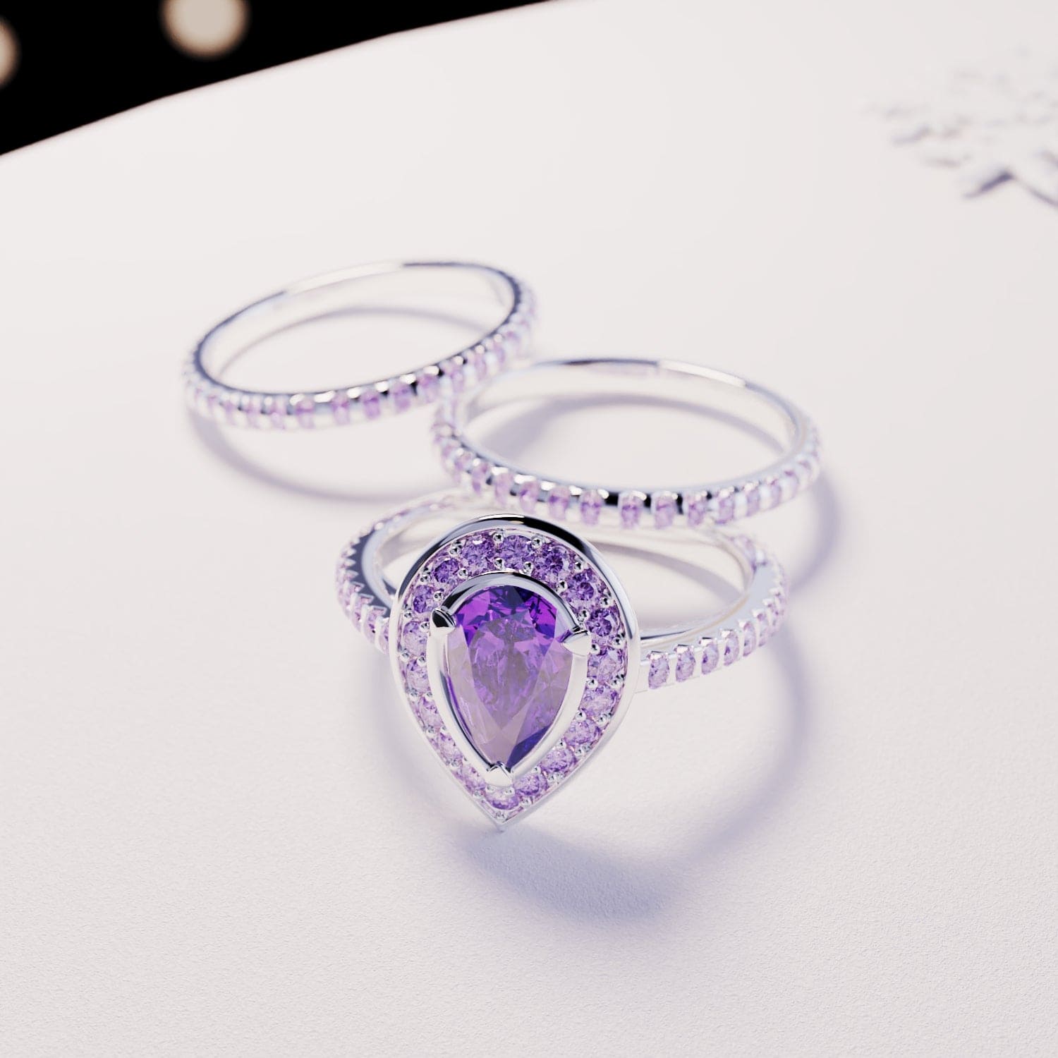 Violet Tear: Amethystring im Tropfenschliff – S925 Sterling Silber