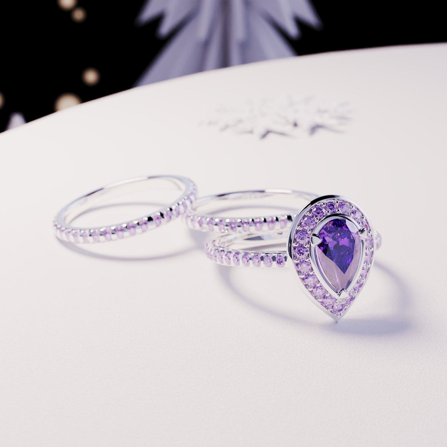 Violet Tear: Amethystring im Tropfenschliff – S925 Sterling Silber