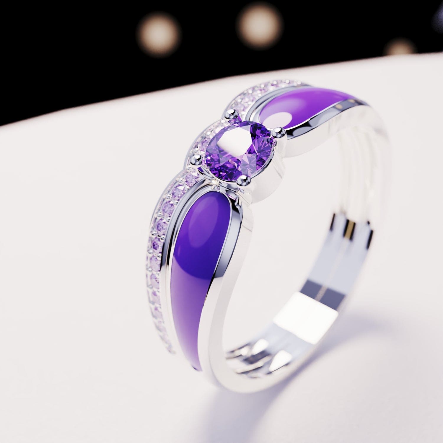 Violet Lagoon: 2-teiliger Ring-Set – S925 Sterling Silber