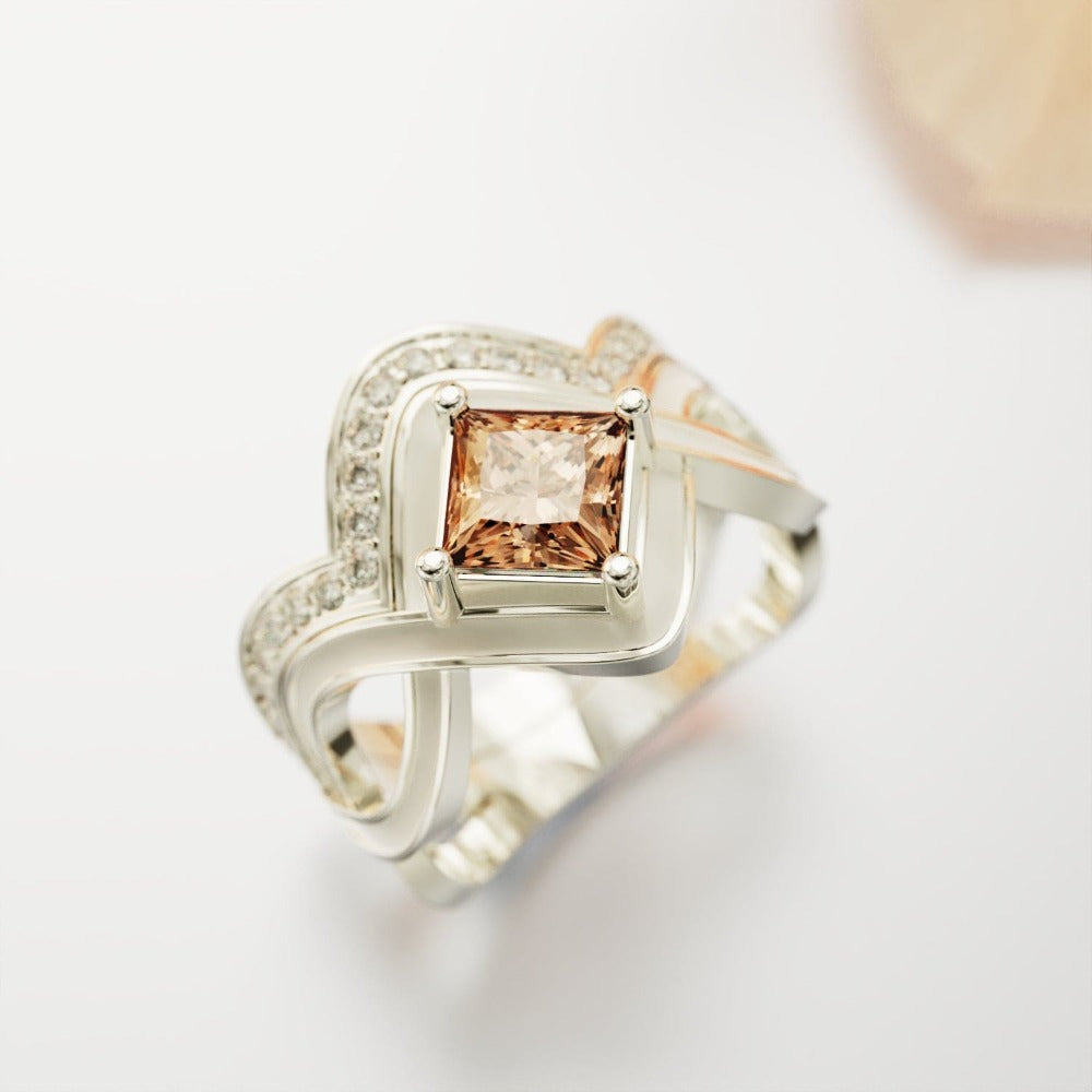 The Snow Wave: Feuerherz 2-teiliger Ring-Set – S925 Sterling Silber