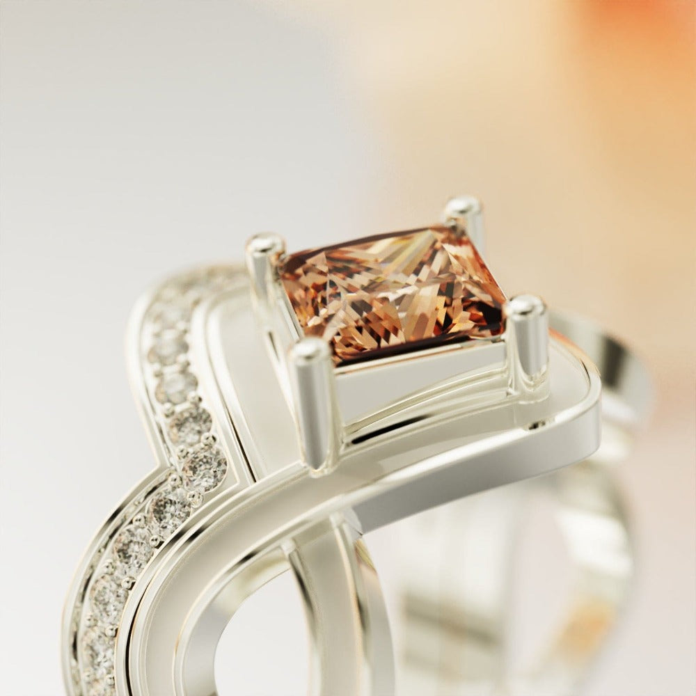 The Snow Wave: Feuerherz 2-teiliger Ring-Set – S925 Sterling Silber