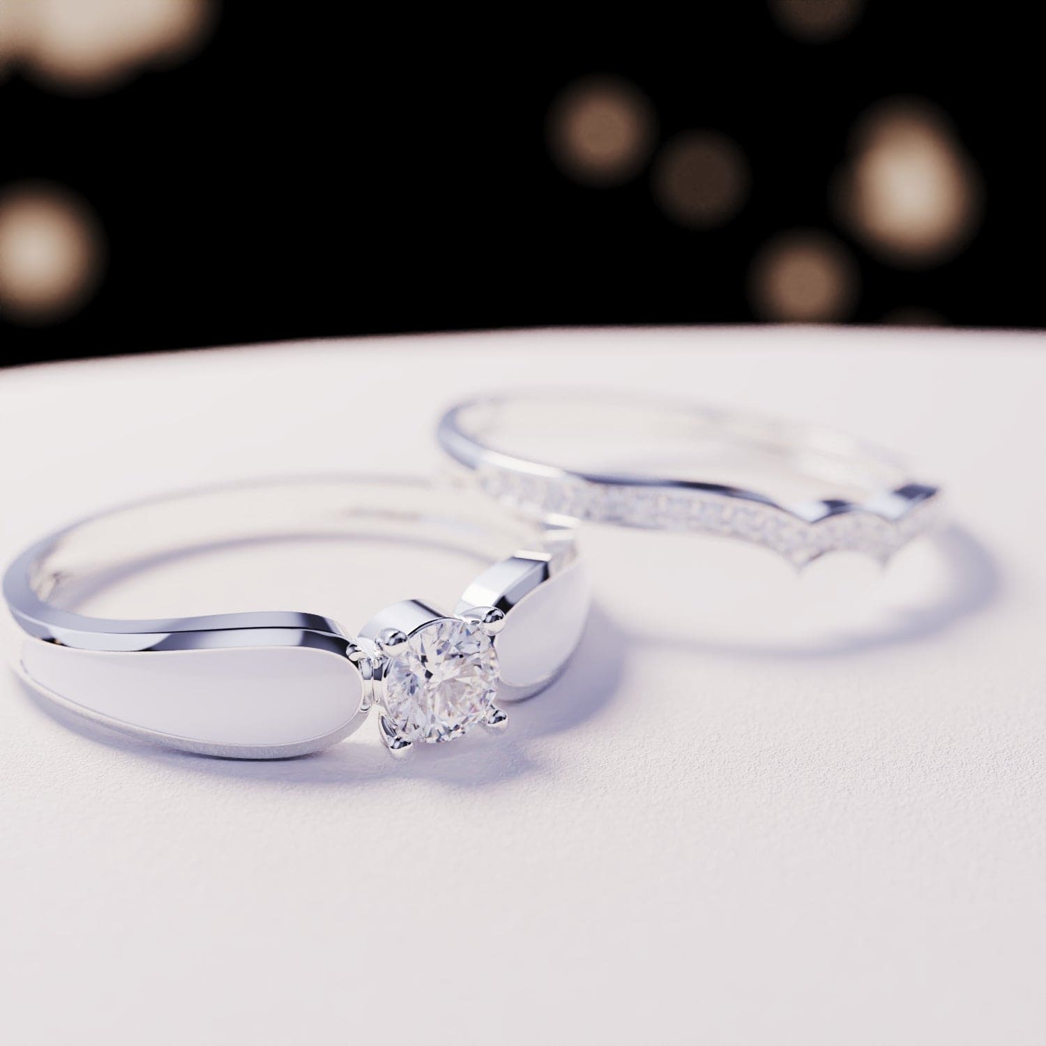 Snow Lagoon: 2-teiliges Ringset – S925 Sterling Silber