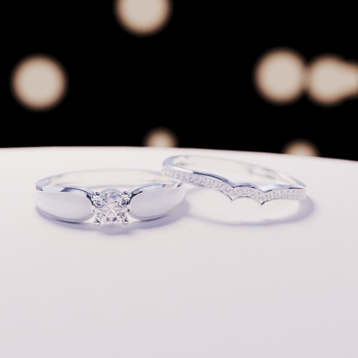 Snow Lagoon: 2-teiliges Ringset – S925 Sterling Silber