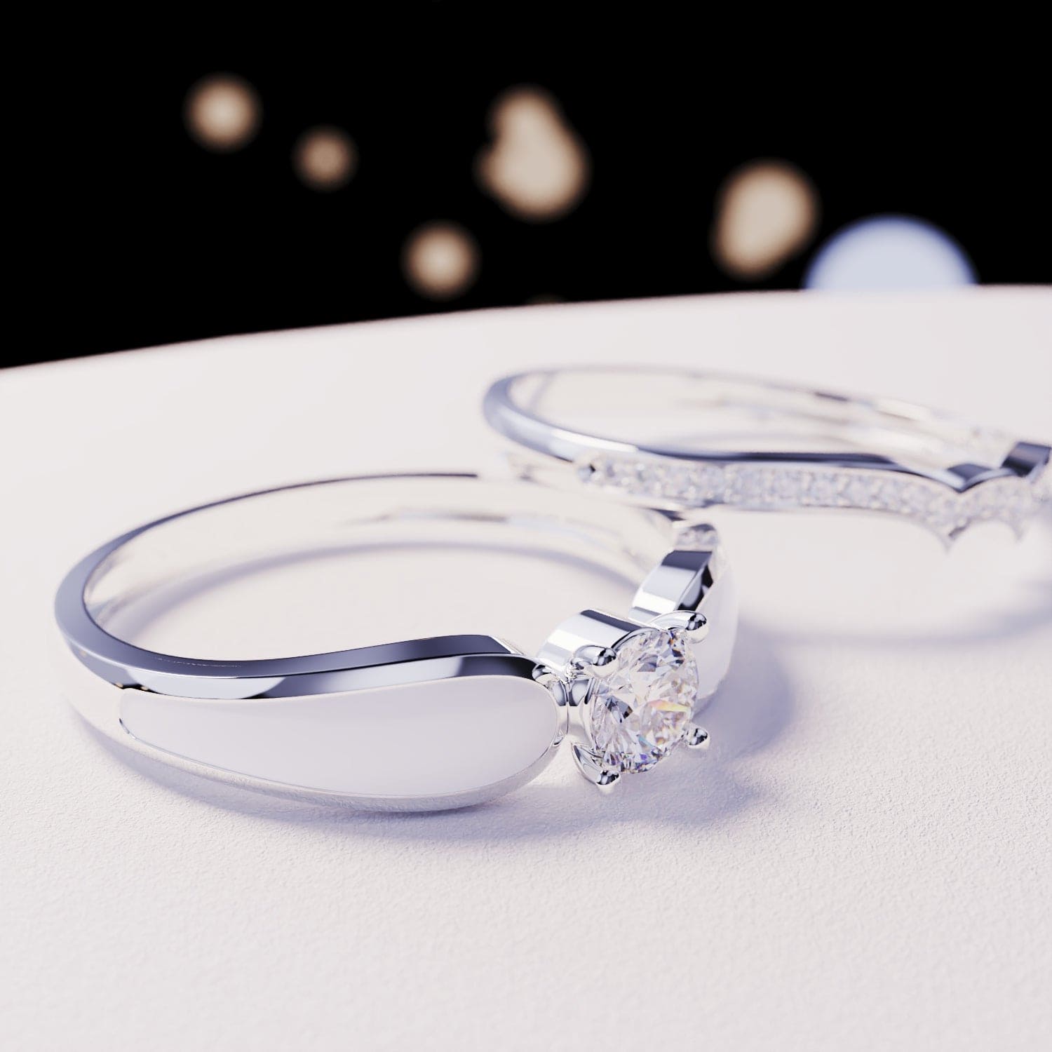Snow Lagoon: 2-teiliges Ringset – S925 Sterling Silber