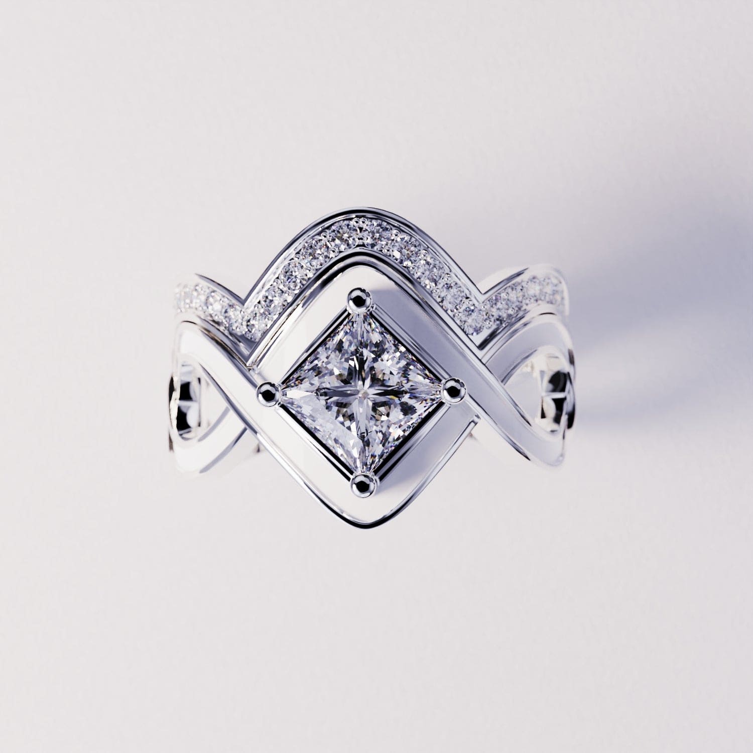 Die Schneewelle: 2-teiliger Ringsatz – S925 Sterling Silber