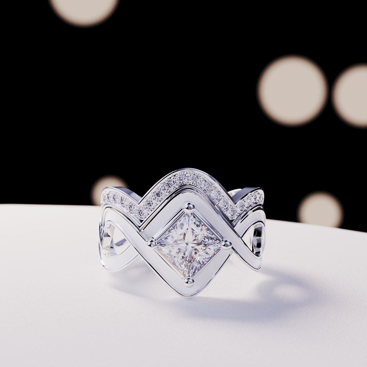 Die Schneewelle: 2-teiliger Ringsatz – S925 Sterling Silber