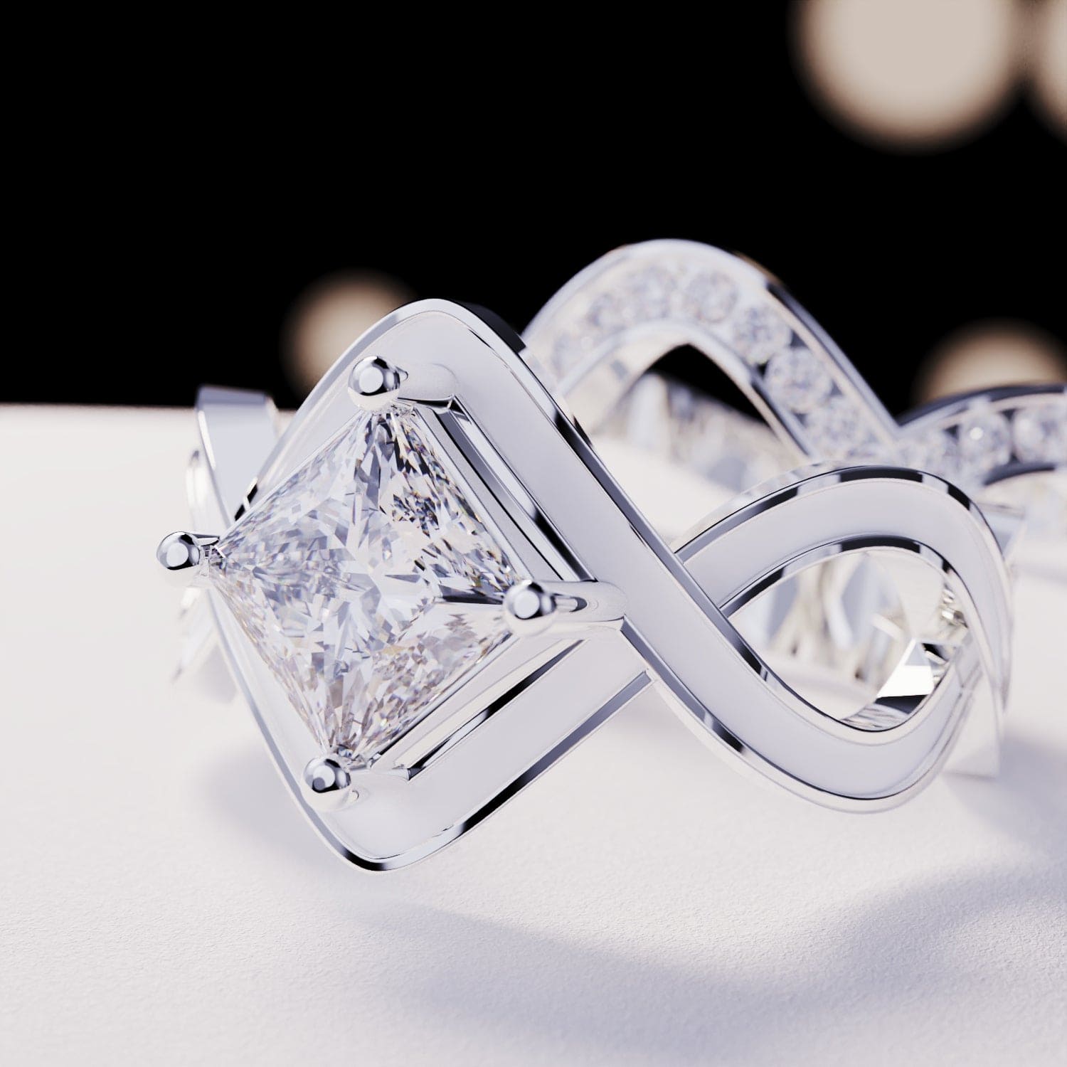 Die Schneewelle: 2-teiliger Ringsatz – S925 Sterling Silber