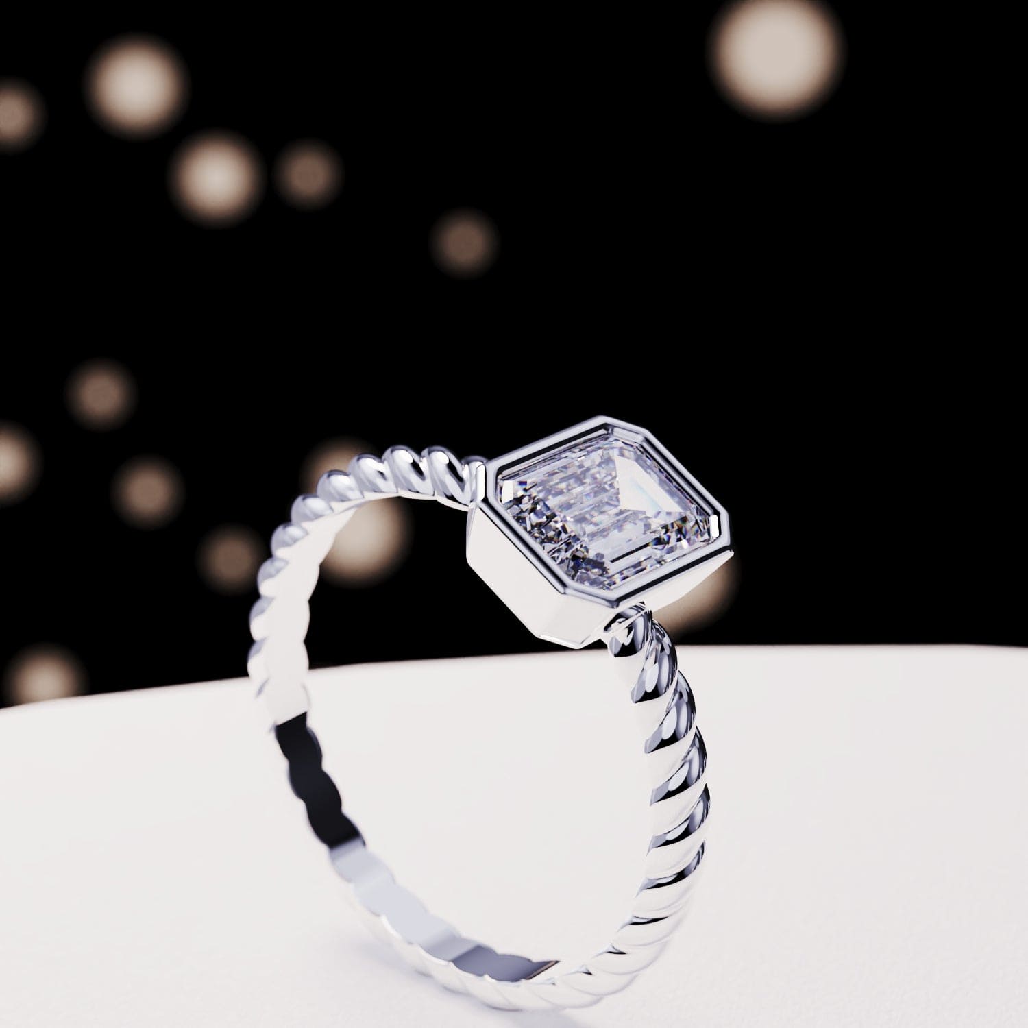 Der Solitär: Smaragdschliff-Diamantring - S925 Sterling Silber