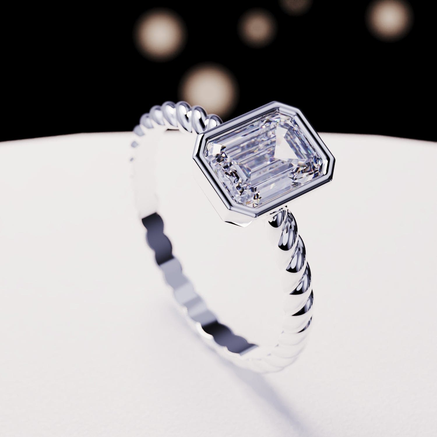 De Solitaire: Smaragdgeslepen Diamanten Ring - S925 Sterling Zilver