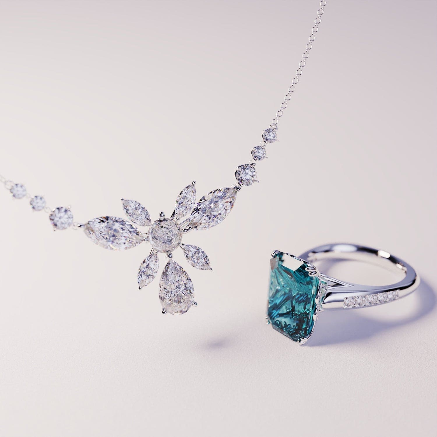 Azure Dream : Amélioration Collier & Bague - Argent Sterling S925