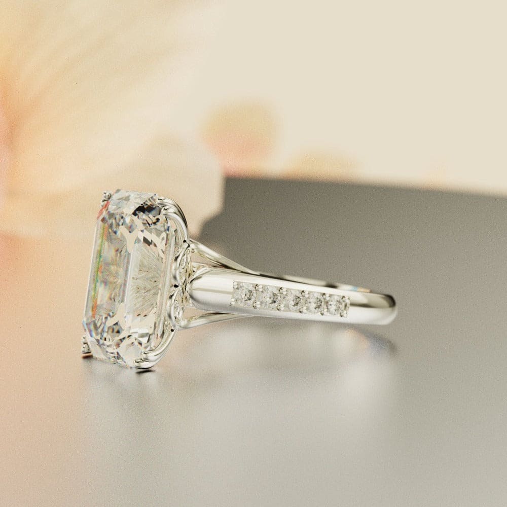 Crystal Dream: Smaragdgeslepen Diamanten Ring - S925 Sterling Zilver