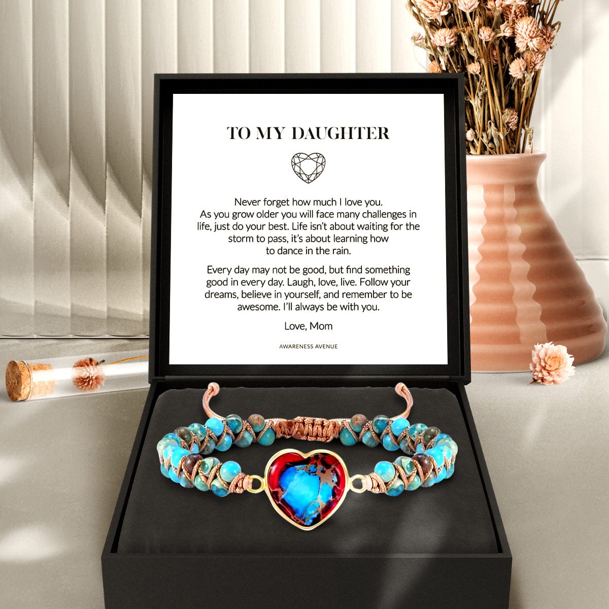 An meine Tochter | Liebe dich für immer | Jaspis-Herz-Armband