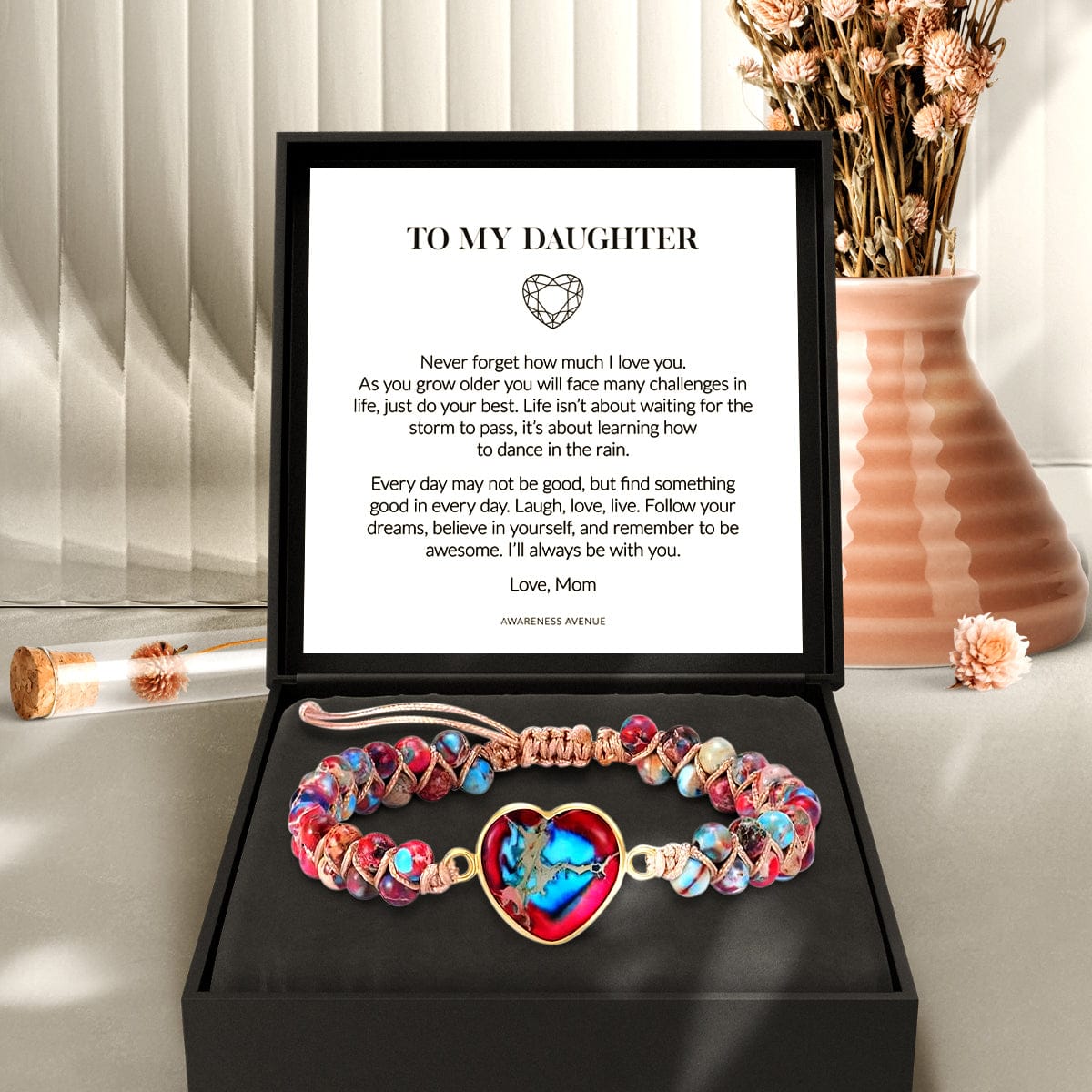 An meine Tochter | Liebe dich für immer | Jaspis-Herz-Armband