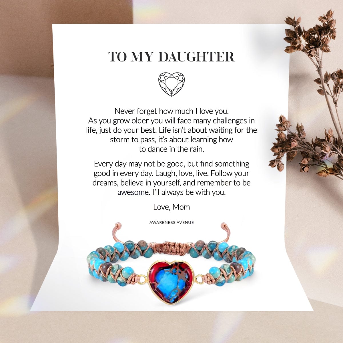 An meine Tochter | Liebe dich für immer | Jaspis-Herz-Armband