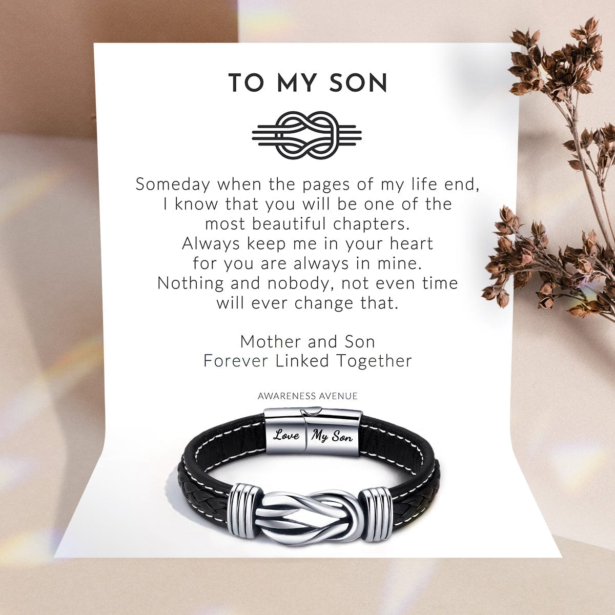 An meinen Sohn | Für immer verbunden | Lederarmband