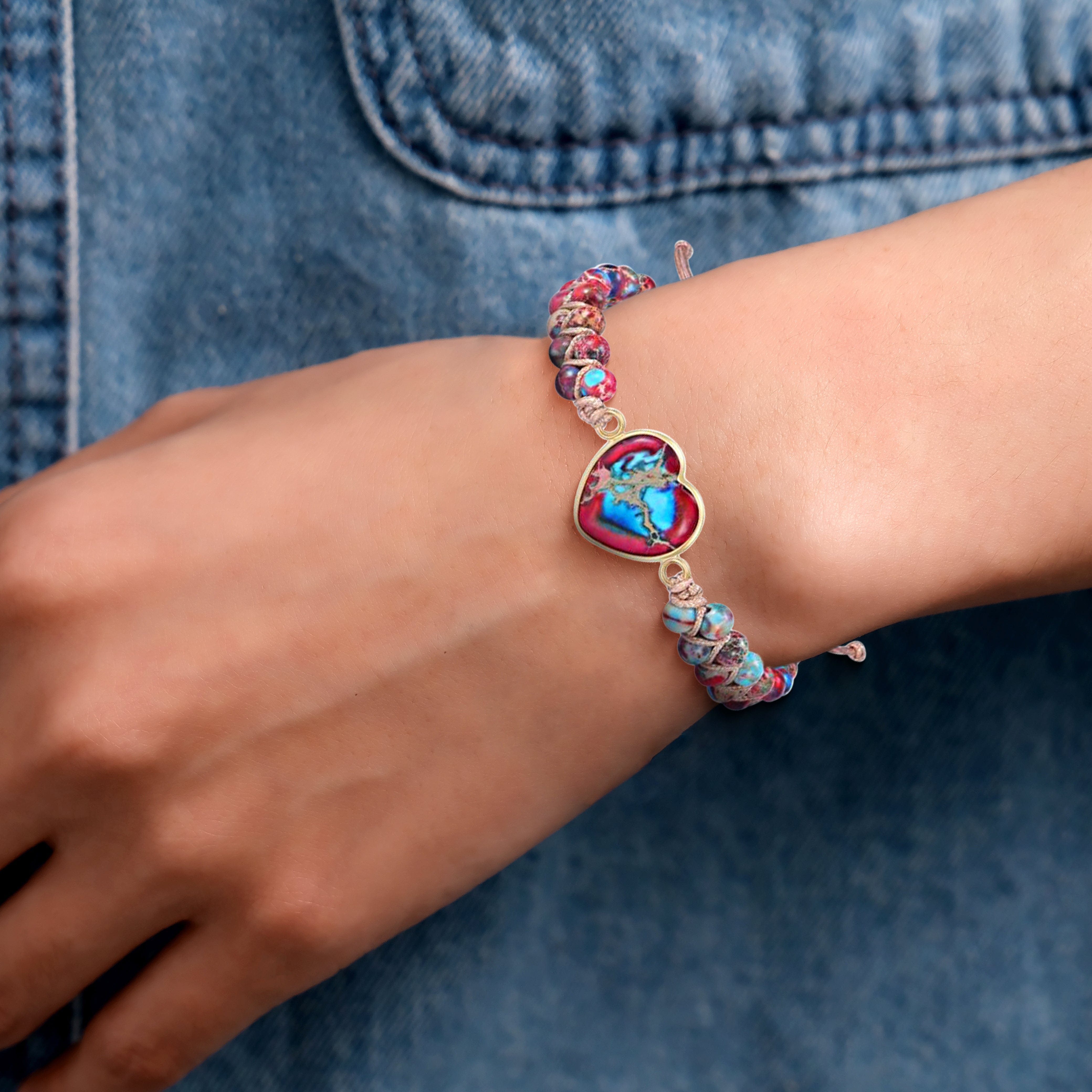 An meine Tochter | Liebe dich für immer | Jaspis-Herz-Armband