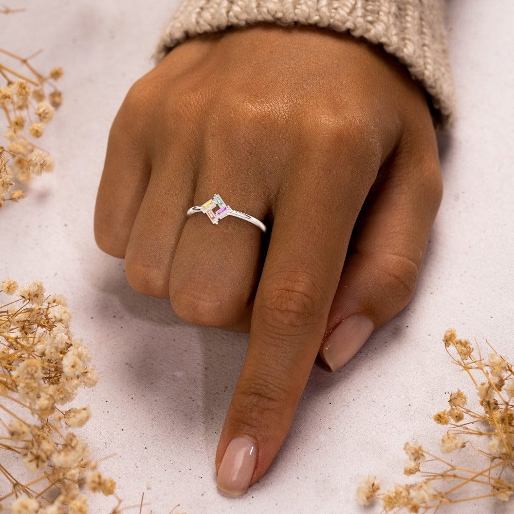 Anpassbar | S925 | 3-6 Baguette-Geburtssteinring
