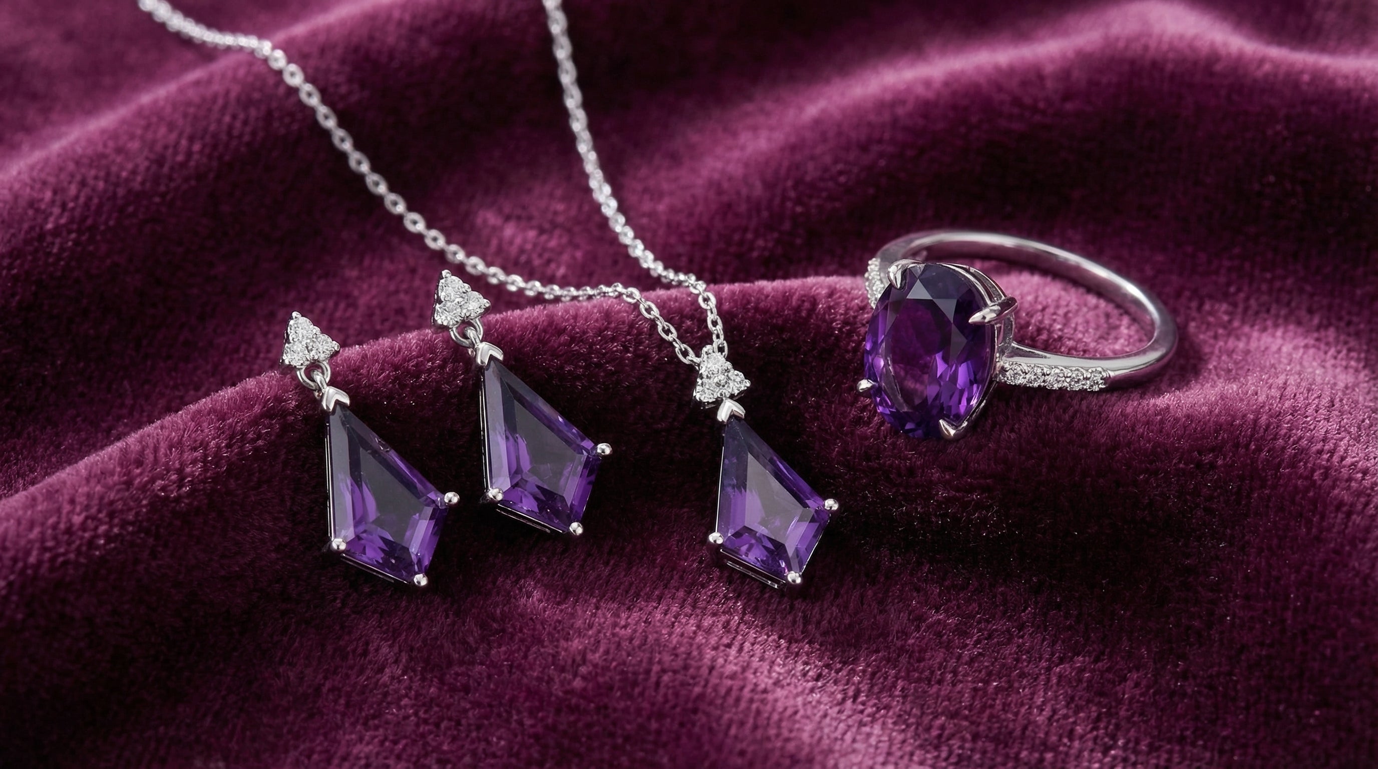 amethyst necklace and earring set - hero image