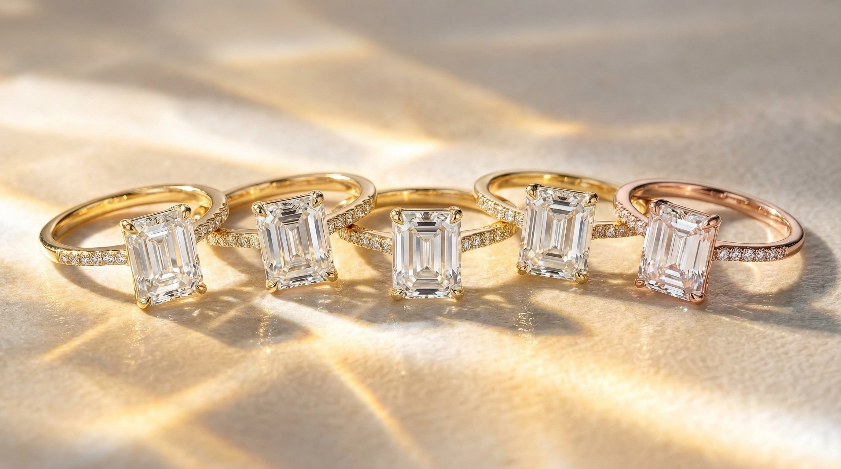emerald cut engagement rings gold - hero image