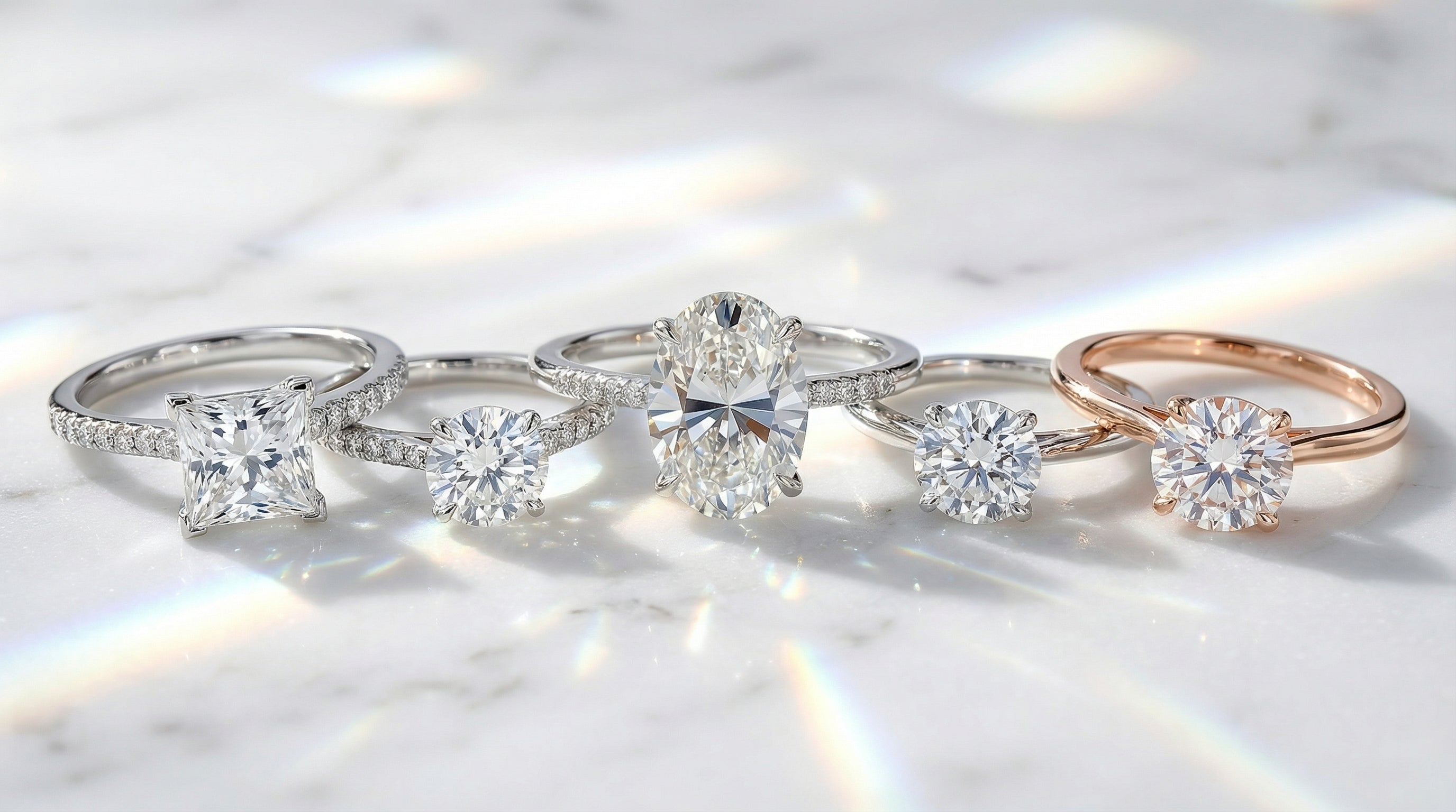 moissanite engagement rings white gold - hero image