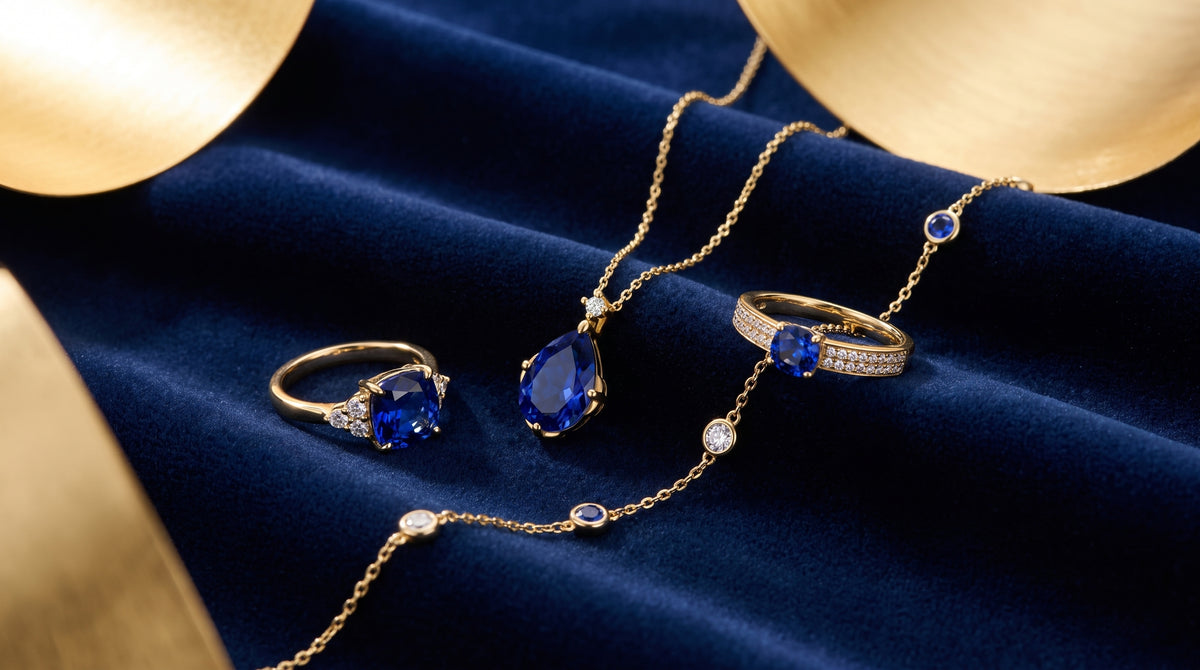 sapphire jewelry gold editorial image