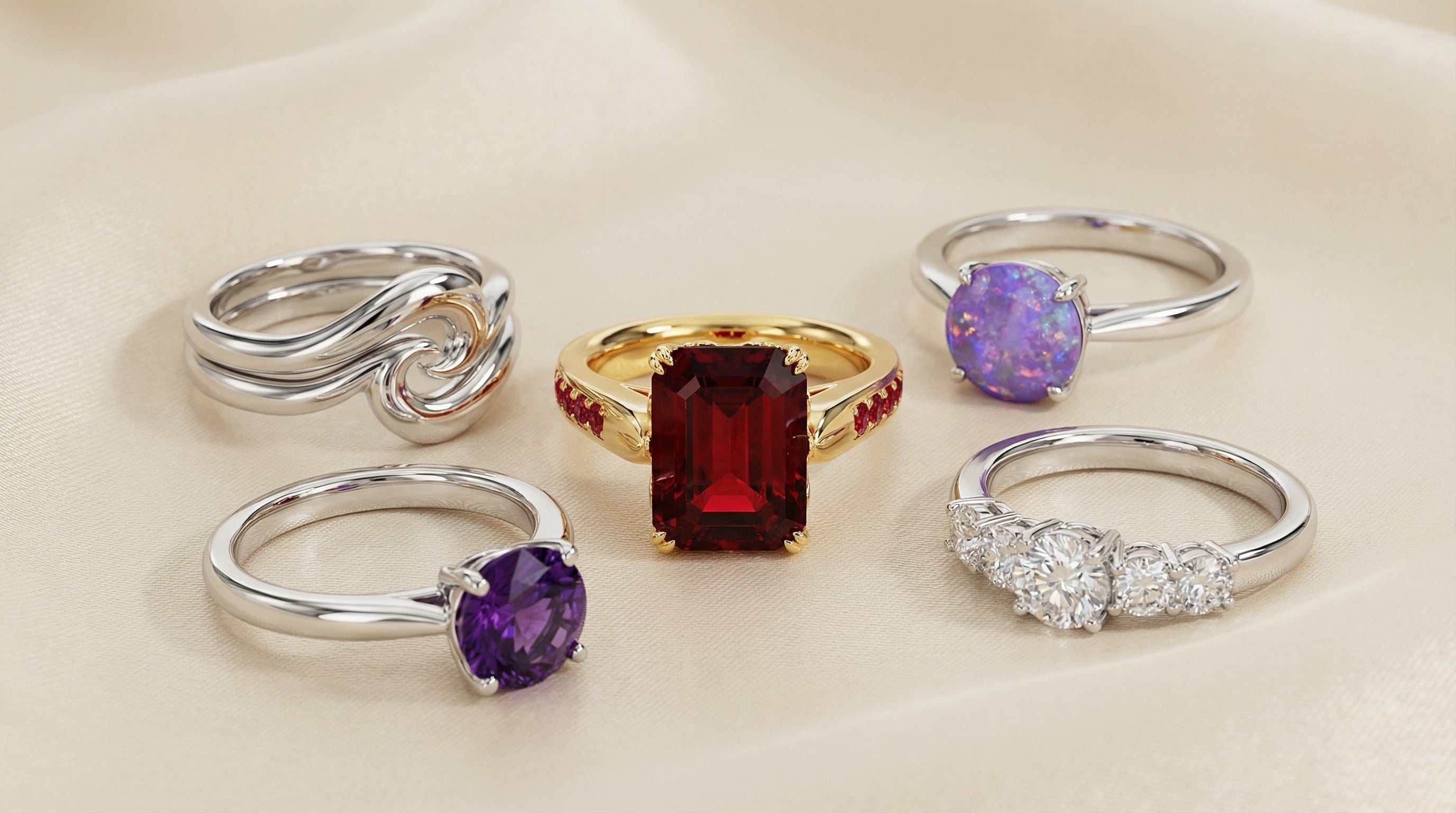 stackable birthstone rings sterling silver - hero image